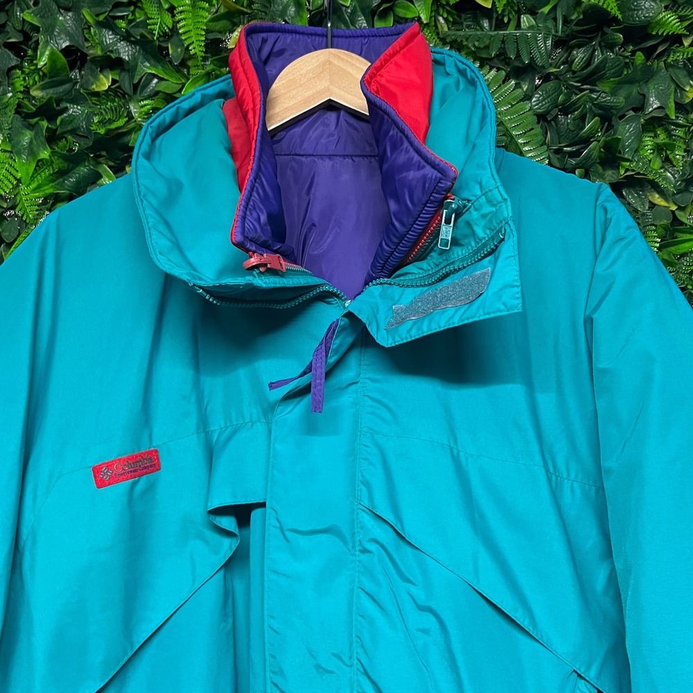 Vintage Columbia Whirlbird 3-in-1 Ski Jacket Mens XL Teal Red 90s Retro‎ Coat - Picture 9 of 11